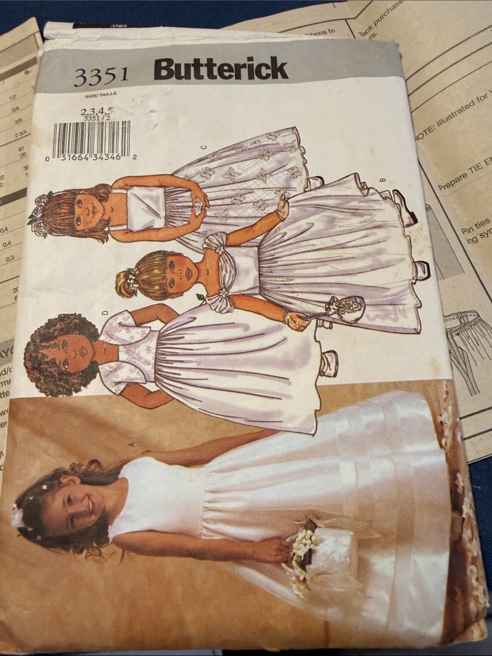 Vintage Butterick White Flower Girl Dress Pattern